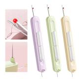 Needle Threaders, 3PCS 2 in 1 Needle Threader Seam Ripper for Hand Stitching, Upgraded Automatic Needle Threader with Stretchable Thread Insertion Needles, Sewing Supplies, Sewing Stitch Remover Tool 