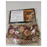 Cottage Set Sunflower 57 x 24in Completed Ruffled Window Set 1 Valance with Attached Swaggers 1 Pair of Tiers and 2 Tiebacks