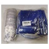 Blue Floral and Butterfly 175pc Set Plates Napkins Silverware