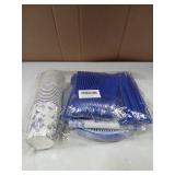 Blue Floral and Butterfly 175pc Set Plates Napkins Silverware