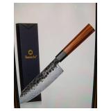 Sunnecko Chef Knife with Wooden Handle 7in Santoku Knife