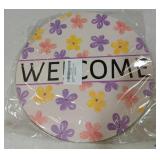 Flower Welcome Door Sign Round 12in