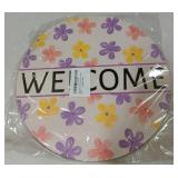 Flower Welcome Door Sign Round 12in