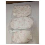 Cotton Quilted Makeup Bags with Pink Bows 3pk Different Sizes