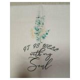 White Cotton Waffle Weave Tea Towel "It Is Well With My Soul"