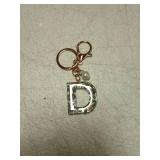 Letter D Pearl Charm Keychain