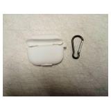 White Silicone AirPods Pro Protective Case With Carabiner