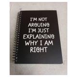Humorous Black Spiral Notebook with Arguing Quote Blank Pages