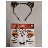Leopard Print Cat Ears & Face Decal Set