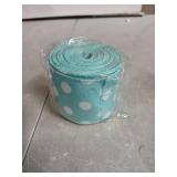 Turquoise with White Polka Dot Decorative Ribbon Roll