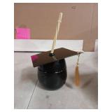 3 Graduation Cap Drinking Cups with Straws Black and Gold