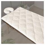 Double-Sided Massage Table Pad, Plush Fleece and Microfiber Cover, Soft Massage Bed Topper and Spa Cover, Ideal Table Accessories, 76"x34", White