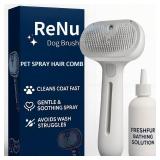 ReNu Dog Brush, Fresh Fur Shower Brush, 3-in-1 Self-Cleaning Steamy Pet Brush for Dogs & Cats Grooming Tool for Long & Short Hair, Removes Loose Hair & Reduces Shedding