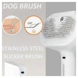 ReNu Dog Brush, Fresh Fur Shower Brush, 3-in-1 Self-Cleaning Steamy Pet Brush for Dogs & Cats Grooming Tool for Long & Short Hair, Removes Loose Hair & Reduces Shedding