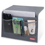 HAKACC Bedside Storage Organizer with Pockets Bedside Caddy,Remote Control Holder Armchair Couch Caddy Sofa Armrest Bag bed accessories, Grey