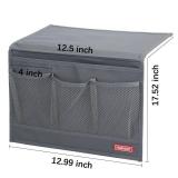 HAKACC Bedside Storage Organizer with Pockets Bedside Caddy,Remote Control Holder Armchair Couch Caddy Sofa Armrest Bag bed accessories, Grey