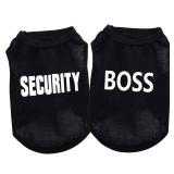 2Pack Small Puppy Security Costume Cotton Dog Shirt for Small Dog Boy Pet Clothes Boss/Security Puppy Black Vest T-Shirts Cat Top Tee Breathable Stretchy