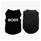 2Pack Small Puppy Security Costume Cotton Dog Shirt for Small Dog Boy Pet Clothes Boss/Security Puppy Black Vest T-Shirts Cat Top Tee Breathable Stretchy