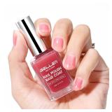 Gellen 4in1 Clear Nail Polish Base Coat Sheer Tinted Red, Ridge Filler, Nail Strengthener & Concealer, Calcium Formula Strengthens Nails, Natural Color Enhances Natural Look, No HEMA, Anti-yellowing