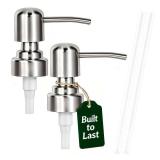 Tuipmui Soap Dispenser Pump Replacement, Kitchen and Bathroom Soap Pump Replacement, Reusable 304 Stainless Steel Hand Soap Pump, Shampoo and hand soap pump, Standard Diameter 28/400 Neck Size (2 PCS)