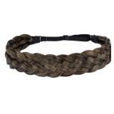BOBIYA 5 Strands Synthetic Hair Braided Headband Classic Chunky Wide Plaited Braids Elastic Stretch Hairpiece for Women Girl (Carbon Brown)