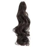 FELENDY Ponytail Extension Claw 18" 20" Curly Wavy Straight Clip in Hairpiece One Piece A Jaw Long Pony Tails for Women Dark Brown