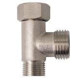 Bidet Tee Connector - Brass Coated Nickel 3 Way Adapter (3/8 x 3/8 x 1/2 or 9/16 x 9/16 x 1/2)