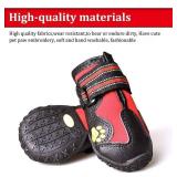 CovertSafe& Dog Boots for Dogs Non-Slip, Waterproof Dog Booties for Outdoor, Dog Shoes for Medium to Large Dogs 4Pcs with Rugged Sole Black-Red
