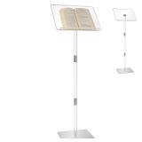 Podium Stand, Lecterns & Podiums, Acrylic Adjustable Angles with Metal Base, Podium for Church, Weddings, Classroom, Speech, 16" L x 12" W x 42.5" H (Clear) Missing Pieces