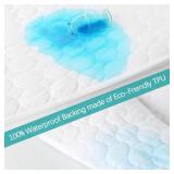 Mini Crib Mattress Protector Sheets Waterproof 2 Pack, Quilted Pack and Play Mattress Pad Cover Fits for Mini Crib/Playen/Pack and Play Mattress, White, 38"x24"