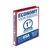 Samsill 1 Inch 3 Ring Binder, Made in USA, Economy Round Ring, Clear View Cover, 200 Sheet Capacity - for School, Home, Office - Red