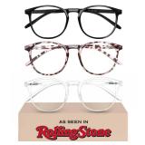 IBOANN Chic & Comfy Blue Light Glasses for Women - 3-Pack Round Frames, Screen-Ready Style with UV Protection Coating