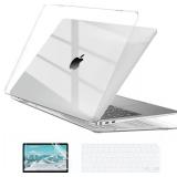 EooCoo Hard Case Compatible with MacBook Air 13.3 inch M1 Chip 2021-2018 with Retina Display, Air 13.3 inch Plastic Protective Case + Transparant Keyboard Cover + Screen Protector, Crystal Clear
