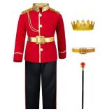 Prince Charming Costume for Kids Boys Royal Prince King Outfit Party Cosplay 10-11 Years Red