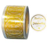 500Pcs 1.5" Thank You Sticker,Gold Foil Self-Adhesive Labels for Envelope Seal, Wedding Favors and Holiday Gift Packaging - Thank You for Celebrating with Us Clear Custom Stickers