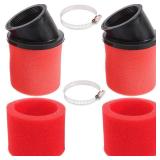 LIYYDS 2Pcs Universal 48mm 49mm 50mm Red Angled Double Foam Pod Performance Filter 50cc 70cc 90cc 110cc 125cc ATV Quad Scooter Go Kart Moped Pit Super Pocket Mini Bike