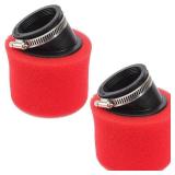 LIYYDS 2Pcs Universal 48mm 49mm 50mm Red Angled Double Foam Pod Performance Filter 50cc 70cc 90cc 110cc 125cc ATV Quad Scooter Go Kart Moped Pit Super Pocket Mini Bike