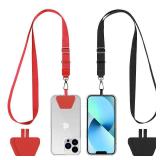 CACOE Phone Lanyard 2 Pcs Adjustable Neck Strap,4 Pcs Patches,Universal Crossbody Multifuctional Patch Polyester Cell Phone Lanyards Compatible with Most Smartphones(Black+Red)