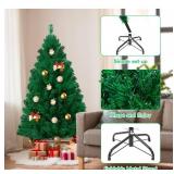 4FT Green Artificial Christmas Treeï¼Xmas Fake Pine Tree with Foldable Metal Stand Fully Easy Assembly Hinged Artificial Tree for Home Decoration, Party, Office - Retail: $0