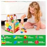Batlofty Wooden Activity Cube, 8-in-1 Montessori Toys for 1 2 Year Old Girl Boy Toddler| Sensory Educational Learning Toys 12-18 Months | 1st Birthday Gifts, Bead Maze | Bonus Sorting & Stacking Board