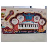 Light Up Baby Electric Piano Keyboard Toys Drum Set With Microphone - Retail: $0