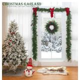 9 Feet Artificial Christmas Garland - Christmas Decorations - Carolina Pine Garland for Table,Mantle,Fireplace Indoor Outdoor-Garland for Christmas Decorations - Holiday Decor -Free Battery LED Lights