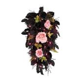 National Tree Company  26inch Artificial Cute and Creep Halloween Swag  30 Pink LED Lights  Battery Operated - Retail: $80