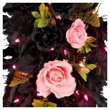 National Tree Company  26inch Artificial Cute and Creep Halloween Swag  30 Pink LED Lights  Battery Operated - Retail: $80