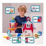 Dino Ranch Clubhouse,Large 12-Inch Playset with Lights & Sound,Features Silo with Slide,Bridge,Extendable Room,2 Dino Ranchers,2 Dinos - Toys for Kids - Amazon Exclusive - Retail: $49