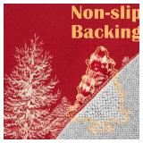 Jinchan Christmas Round Rug - 3ft, Red Xmas Tree, Washable, Soft Non Slip Circle Rug for Kitchen, Bedroom, Foyer, Nursery, Living Room, Entryway - Retail: $29