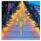28\" Christmas Star of Bethlehem LED Star Hanging Lights Nativity Holy Family Light for Door Window Porch Wall Decoration Plug Operated Lighted Hanging Tree Topper(Warm Light) - Retail: $46