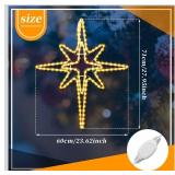 28\" Christmas Star of Bethlehem LED Star Hanging Lights Nativity Holy Family Light for Door Window Porch Wall Decoration Plug Operated Lighted Hanging Tree Topper(Warm Light) - Retail: $46