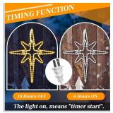 28\" Christmas Star of Bethlehem LED Star Hanging Lights Nativity Holy Family Light for Door Window Porch Wall Decoration Plug Operated Lighted Hanging Tree Topper(Warm Light) - Retail: $46