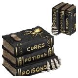 Namalu Witch and Wizard Spellbook Tabletop Decoration, Halloween Resin Witch and Wizard Spellbook Table Decorations, Halloween Resin Book Stack Decor for Home Table Mantel Fireplace (Classic Style)